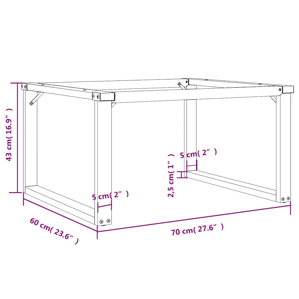 Telaio Gambe a O per Tavolino da Salotto 70x60x43 cm in Acciaio 357873