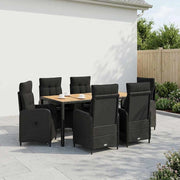 Set da pranzo per esterni 7 pz Nero 3422274
