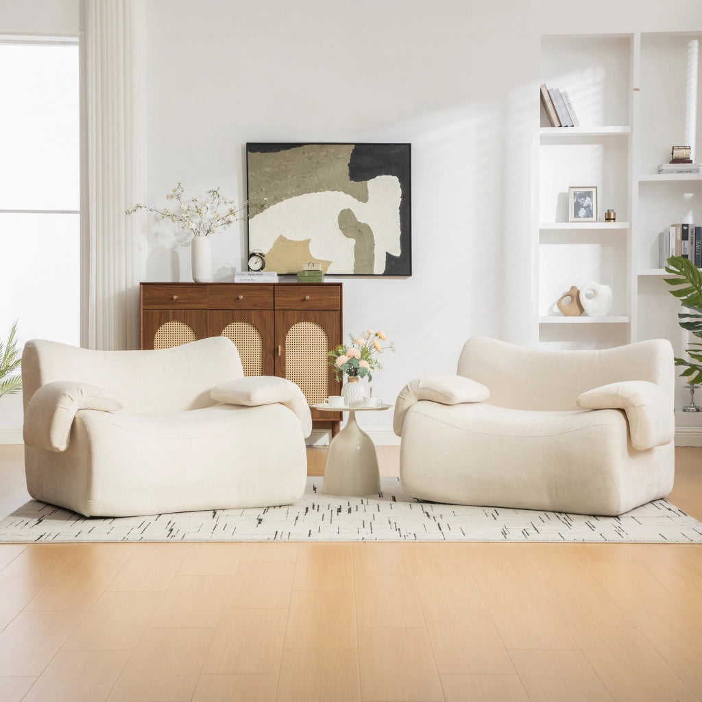Divano componibile in tessuto ciniglia; schiuma 30D; antiscivolo; facile da spostare - Beige
