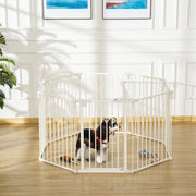 Recinto modulare per animali domestici a 8 pannelli con porta a doppia chiusura; pieghevole; bianco; 482.5 × 2 × 76 cm