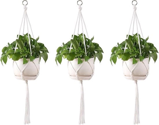 Set di 3 appoggianti per fiori appoggio di piante per interni ed esterni rivestimento per parete cesto per piante appoggio vaso decorazione boho appendi vaso in cotone per piante