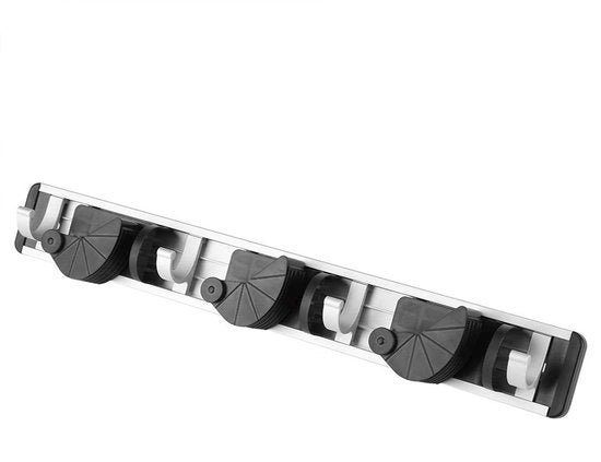 Sostegno per Spazzola da Parete - Racks per Spazzola e Aspirapolvere - 4 Pezzi - Grilletti in Alluminio di Alta Qualità - Spazio di Stoccaggio Compattibile - Diametro Massimo 33 mm - Sostegno per Gli Strumenti