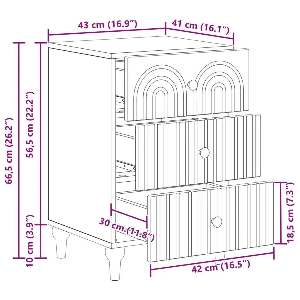 Comodino | Armadio da Notte | Mobiletto da notte con cassetto Legno antico 43x 41 x 66,5 cm