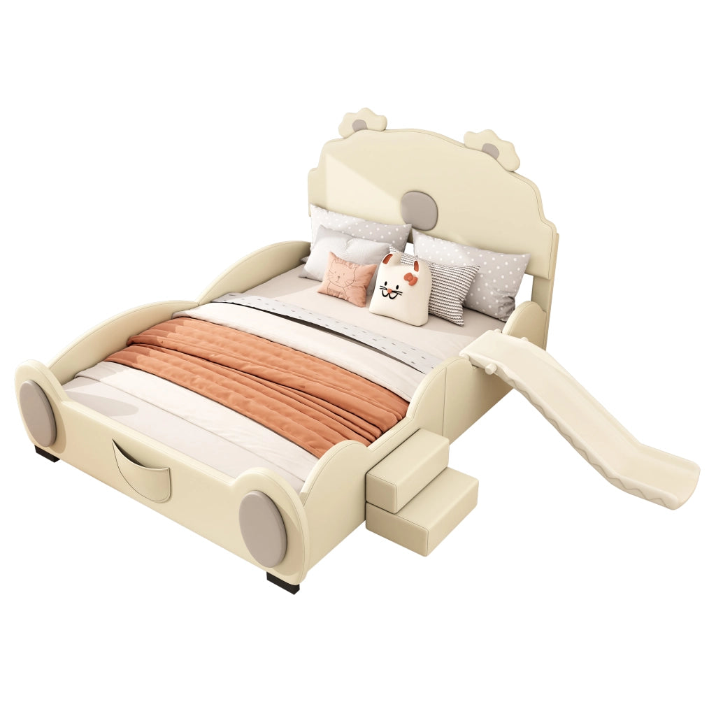 letto per bambini in pu beige 140 x 200 cm