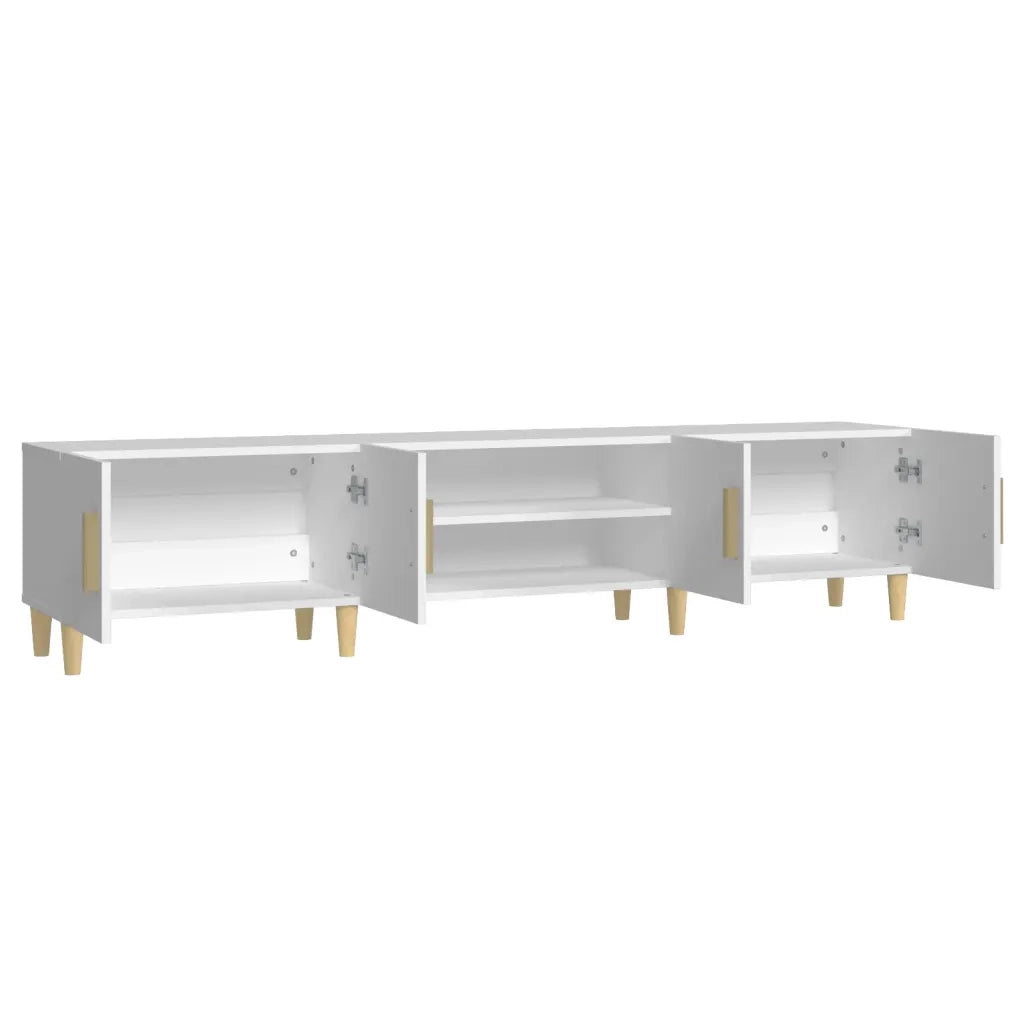 Mobile TV Bianco 180x31,5x40 cm in Legno Massello di Argilla