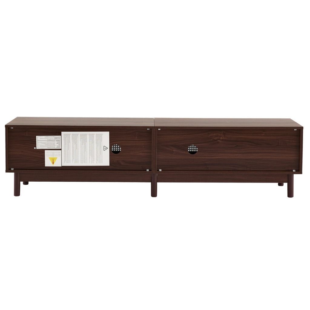 Mobile porta TV largo 180 cm marrone con ante in rattan