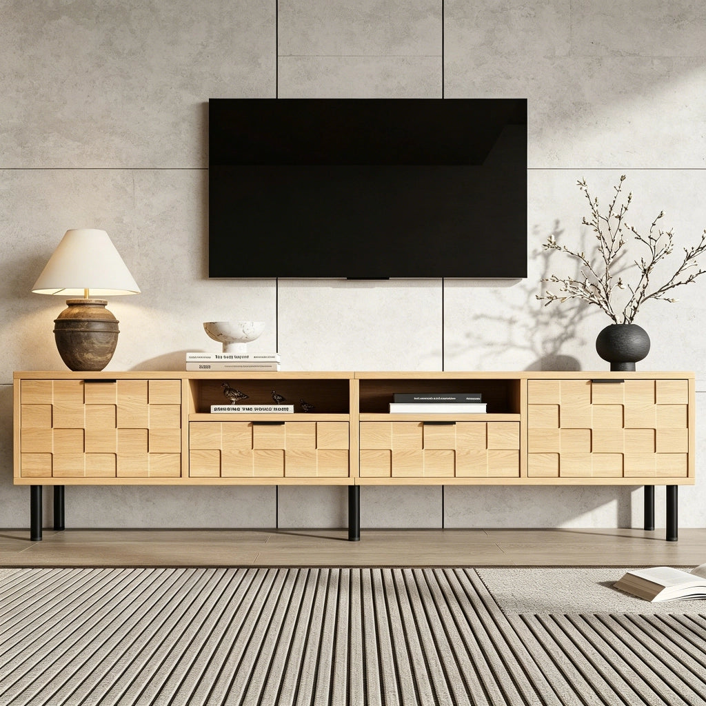 Cassettiera TV Naturale in MDF e Truciolare 200 x cm