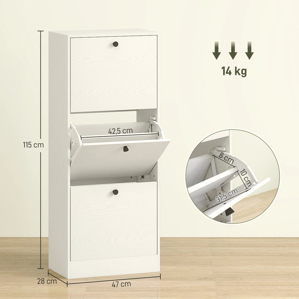 Armadio con Ante Battenti e Ripiani Regolabili ¨C Minimal ¨C 47x28x115 cm Bianco Veteado