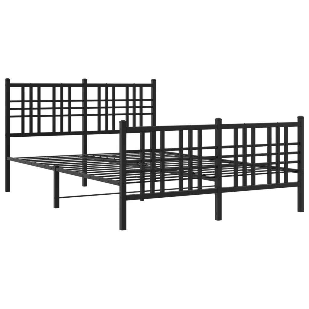 Letto matrimoniale | Letto per adulti | Giroletto con Testiera e Pediera Metallo Nero 137x190 cm