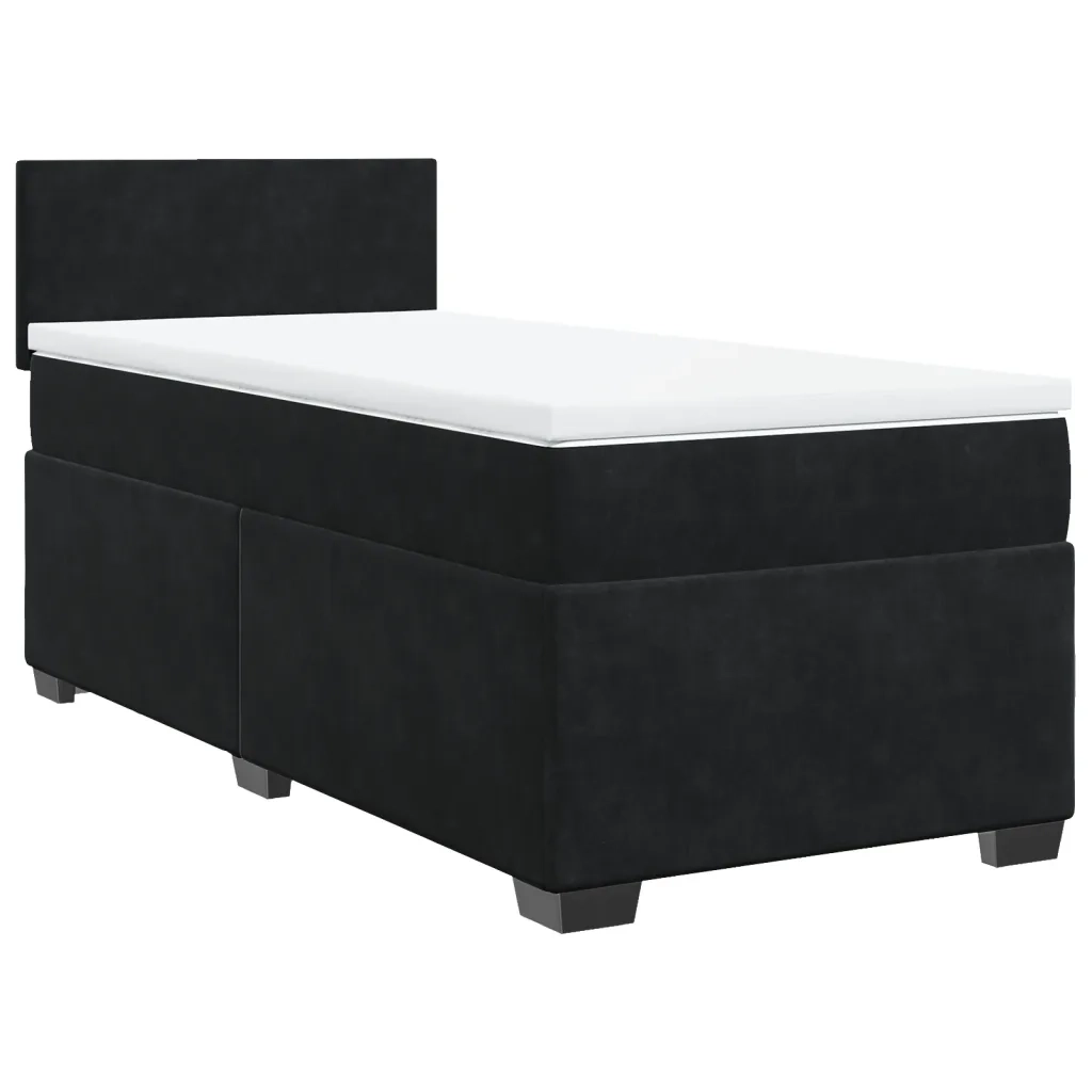 Giroletto a Molle con Materasso-Struttura Letto Nero 90x190 cm in Velluto 589987