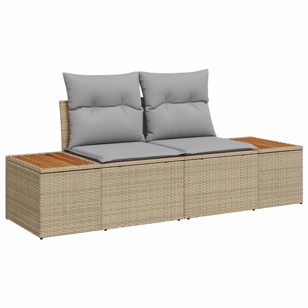 Set Divano da Giardino 8 pcs Beige Poly Rattan