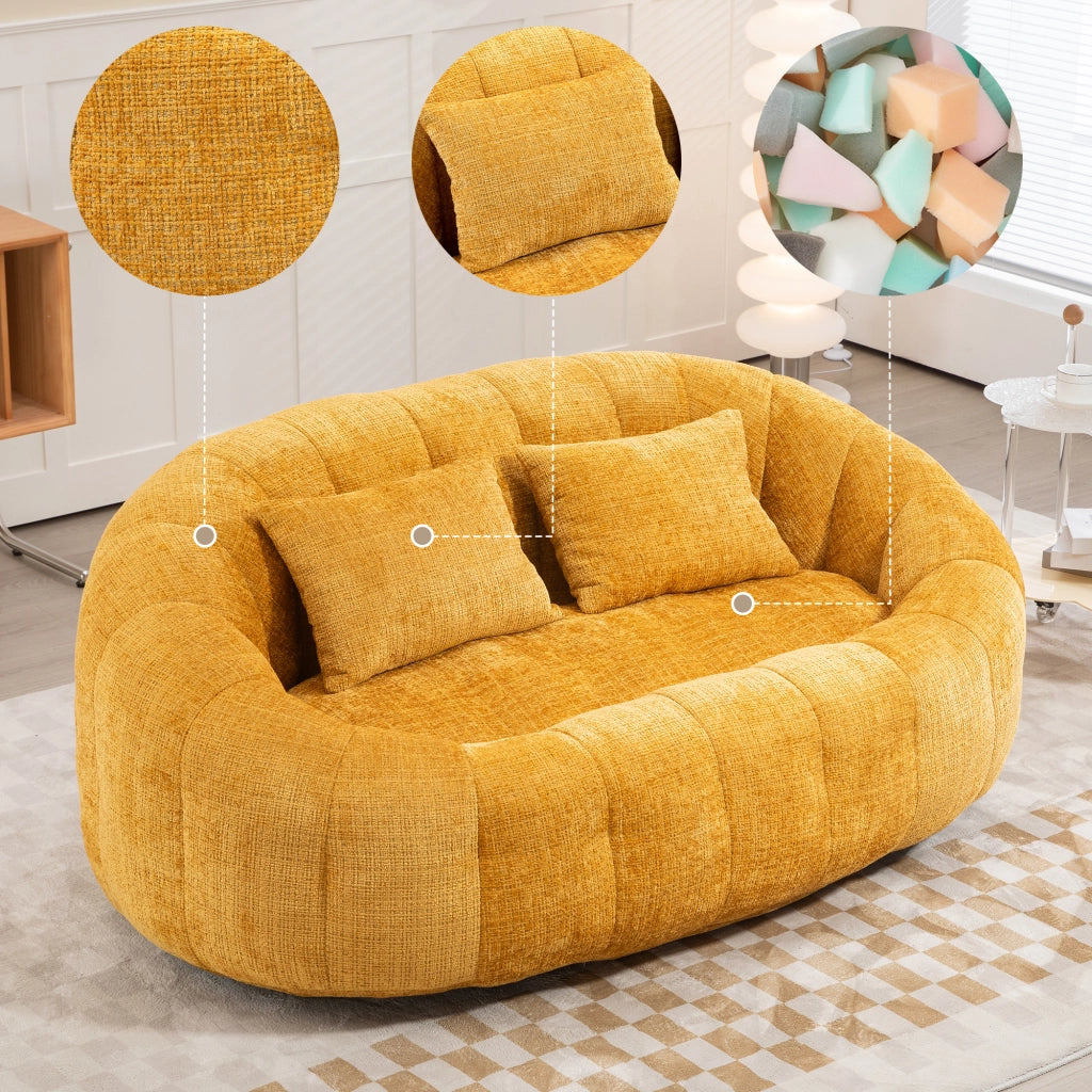 Divano relax in ciniglia gialla 150x95x63 cm; senza installazione