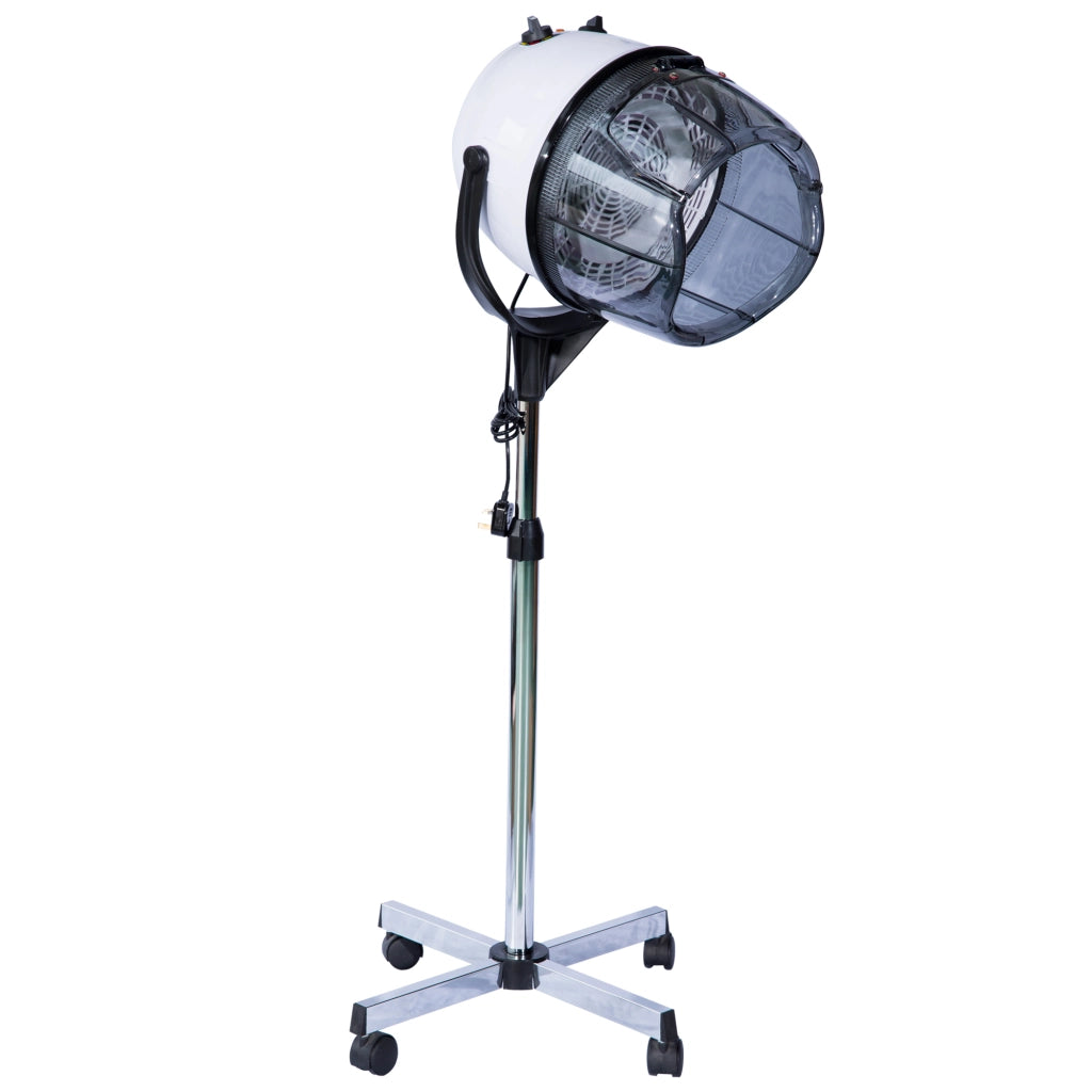 Casco Asciugacapelli 1180W ad Altezza Regolabile,Casco per Capelli con Timer 60 Minuti e Ruote Girevoli,in PP,PC e Acciaio,65x65x115-165cm,Bianco