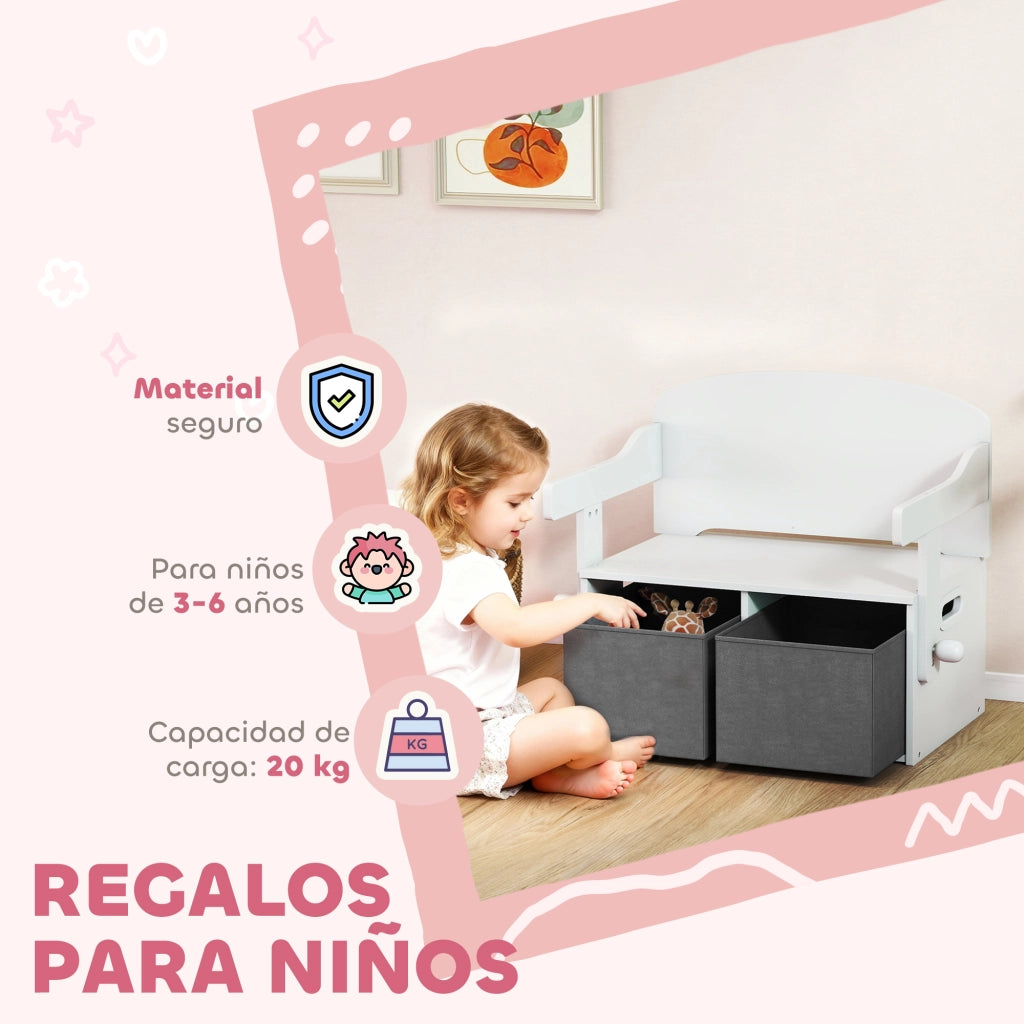 Tavolo Bambini con Sedia e Contenitore ¨C Minimal ¨C Bianco