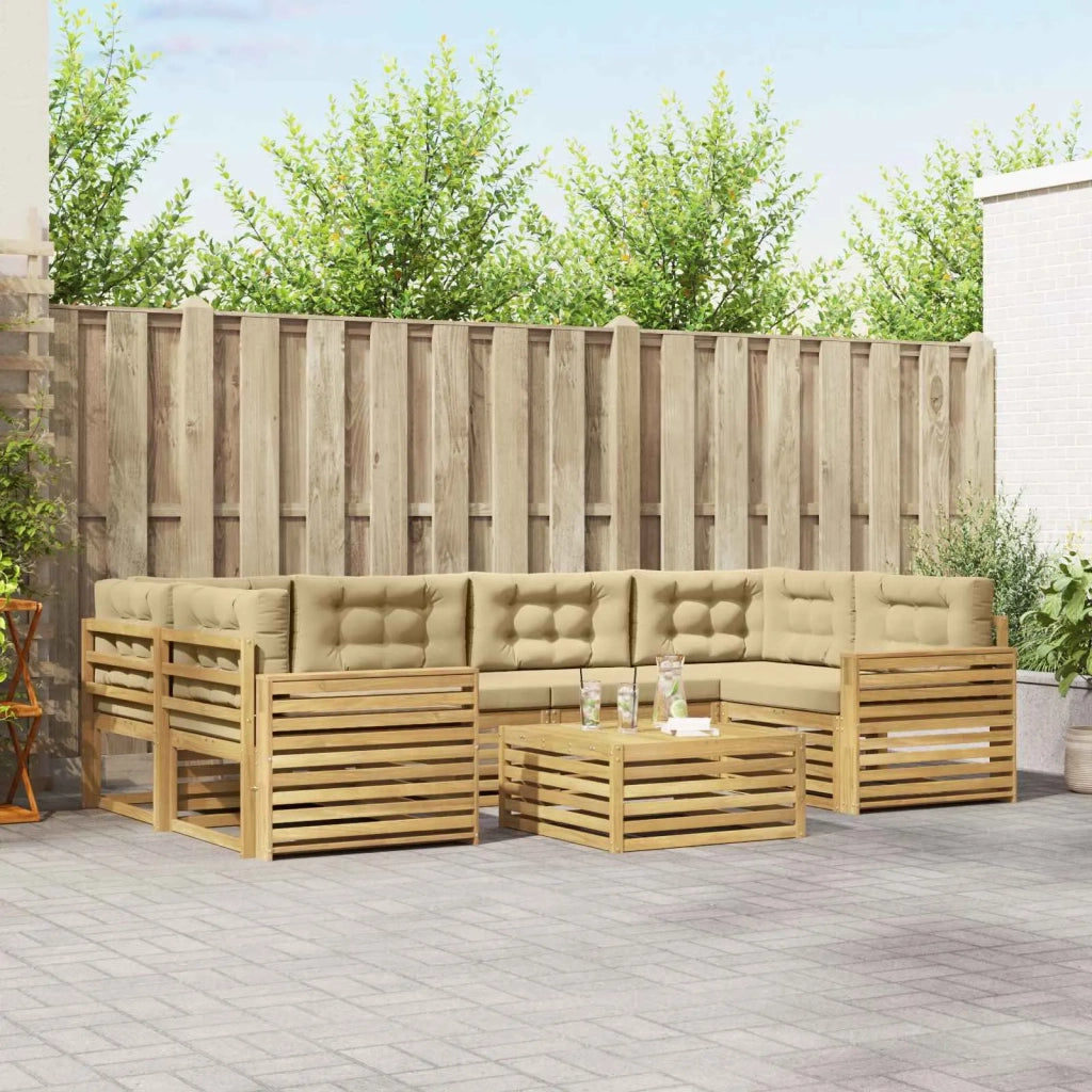 Set di divani da esterno 7 pz Bianco e Beige 3390133