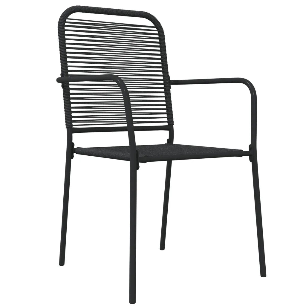 Set da Pranzo da Giardino 7 pz Nero Corda di Cotone e Acciaio 3156537