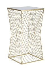 Tavolino Soggiorno Lines 4 50x50x100 cm in Ferro e Specchio Oro