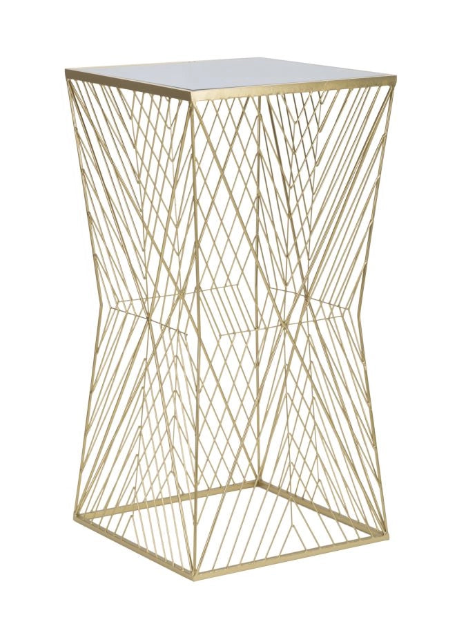 Tavolino Soggiorno Lines 4 50x50x100 cm in Ferro e Specchio Oro