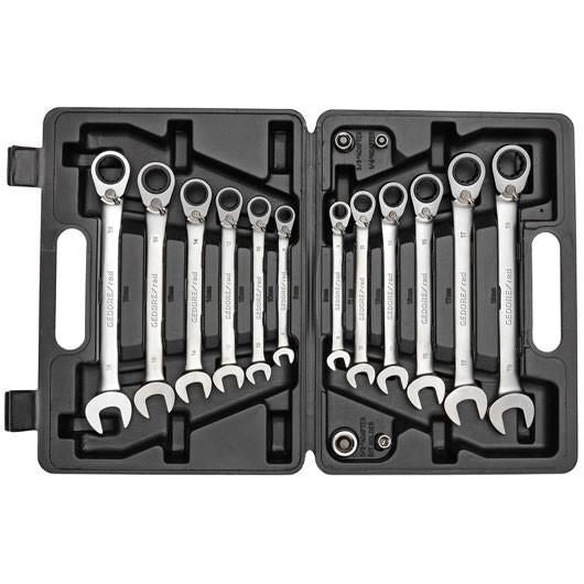 GEDORE RED 3300060 Set di Chiavi a Cricchetto Combinato 16 Pezzi SW 8-19 mm Meccanismo 72 Denti Angolo di Ritorno 5° Custodia Inclusa colore Nero