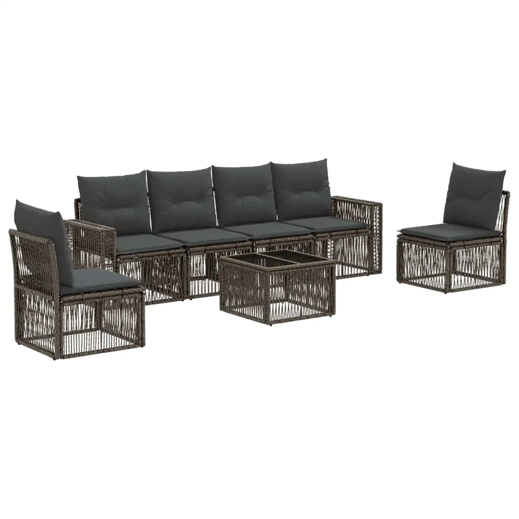 Set Divano da Giardino 7 pz Grigio e Grigio Scuro polyrattan 3435089