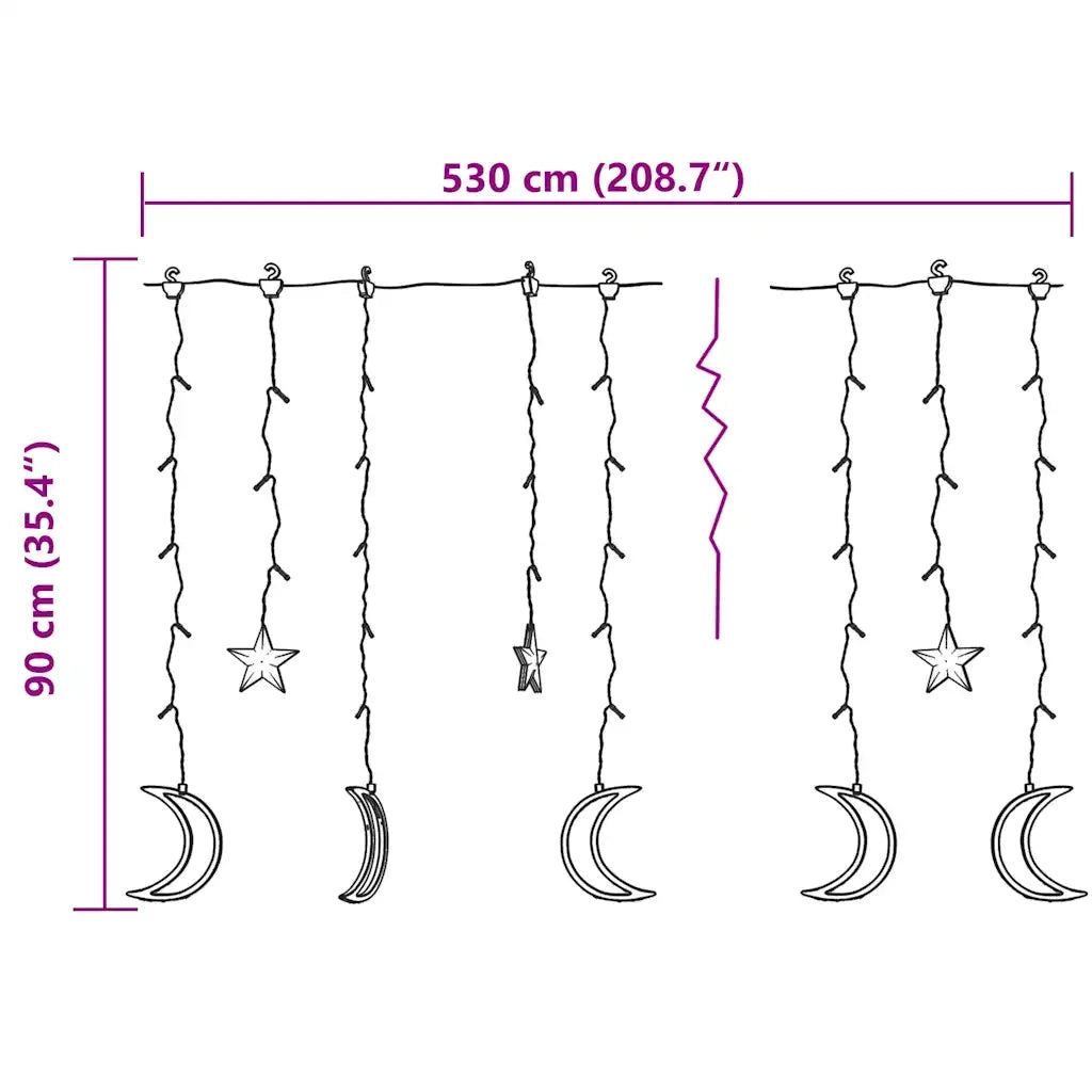 Luci Fatate Stella e Luna con Telecomando 345 LED Blu CFW4707657