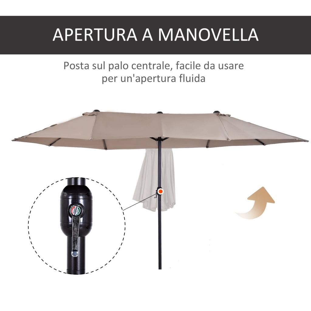 Ombrellone doppio da giardino ¨C Xylo ¨C acciaio e poliestere, apertura a manovella, 455x265x238cm