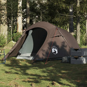 Tenda da Campeggio a Tunnel per 3 Persone-Tenda per Escursionismo Marrone Impermeabile