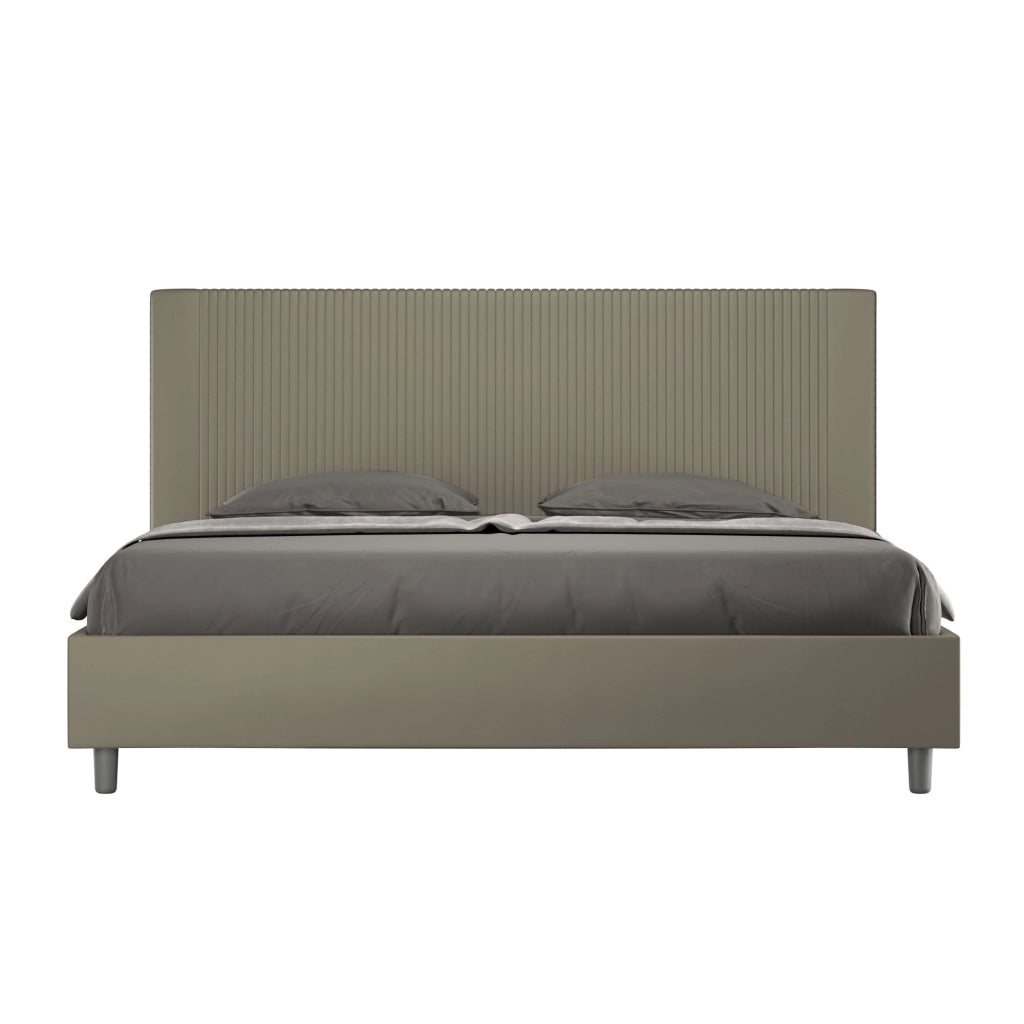 BS COM Letto matrimoniale king size senza rete imbottito 190x200 similpelle cappuccino
