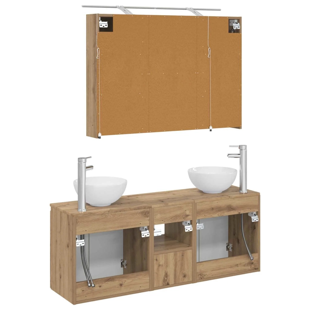 Set di Armadi da Bagno 4 pz Rovere Artigianale 3406342