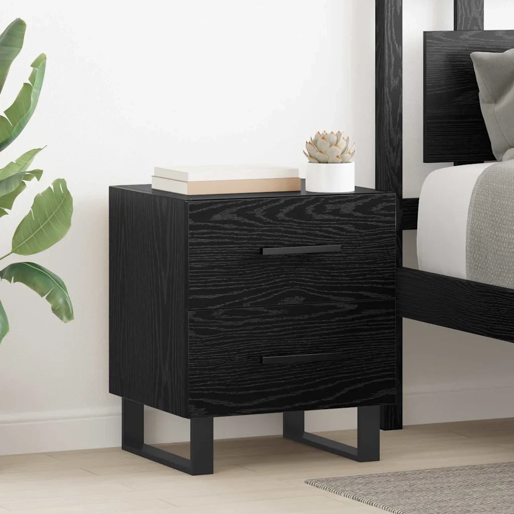 Set di 2 Comodini | Armadio da Notte | Mobiletto da notte Rovere Nero 40 x 35 x 47,5 cm
