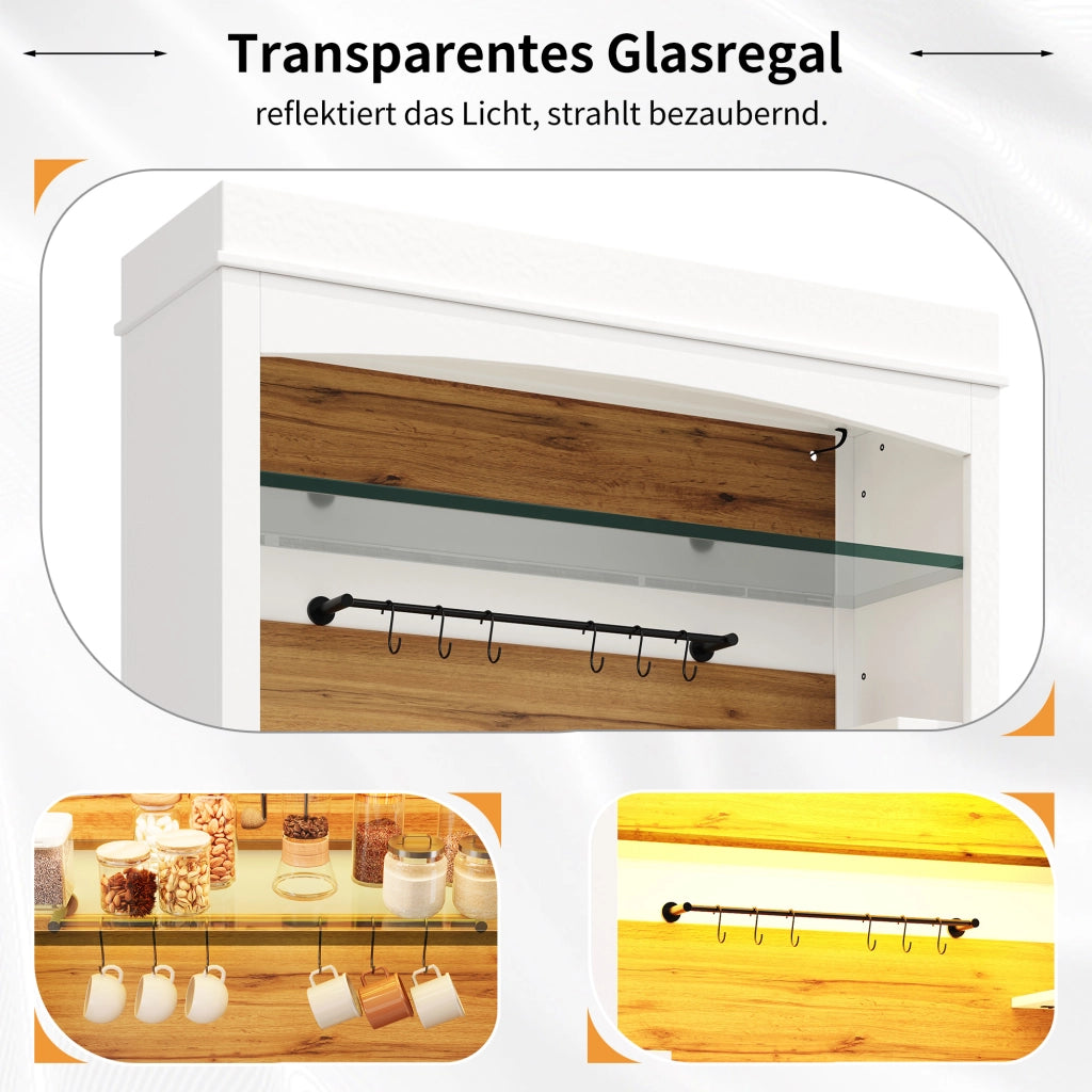 ARMADIO ALTO 107x34x184 cm Bianco con illuminazione LED e ripiani in vetro
