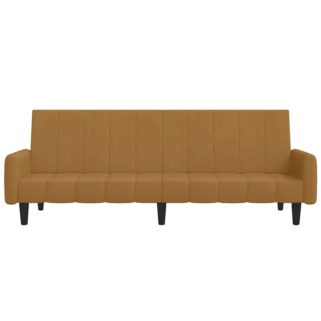 Divano Letto a 2 Posti Marrone in Velluto 375782