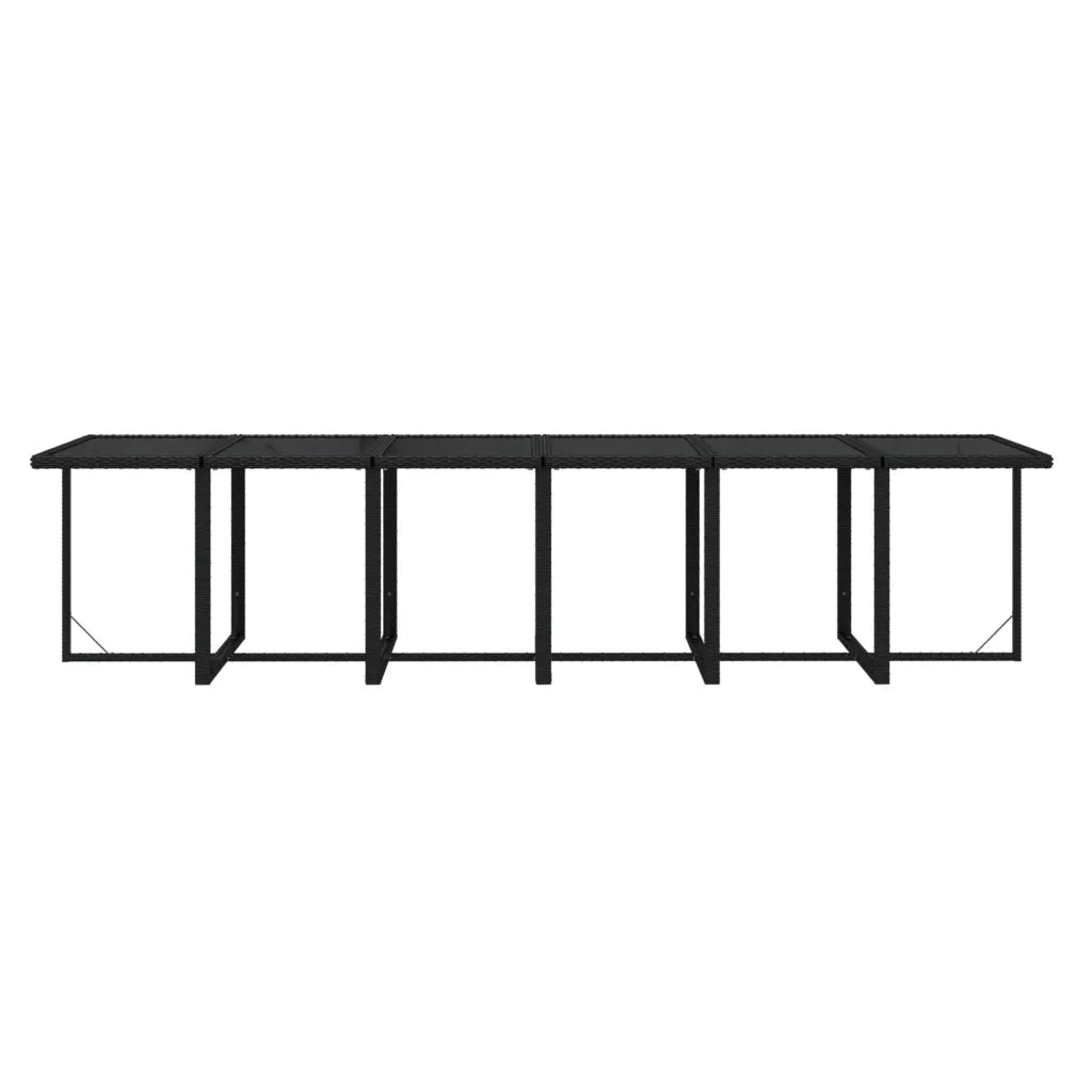 Set da Pranzo per Giardino 13 pz con Cuscini in Polyrattan Nero 3095611