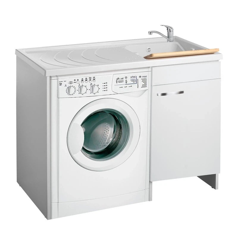 Lavatoio con coprilavatrice 109x60 con cesto scorrevole e vasca a destra - serie Classica
