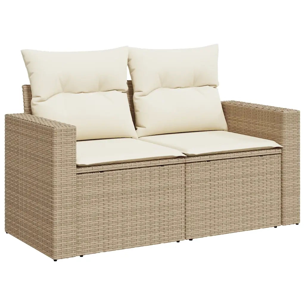 Set Divano da Giardino 9 pz con Cuscini Beige in Polyrattan 3274868