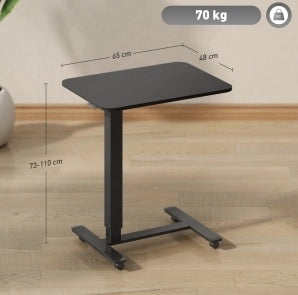 Scrivania regolabile in altezza con ruote, 65 x 48 cm, nero, da 73 a 110 cm