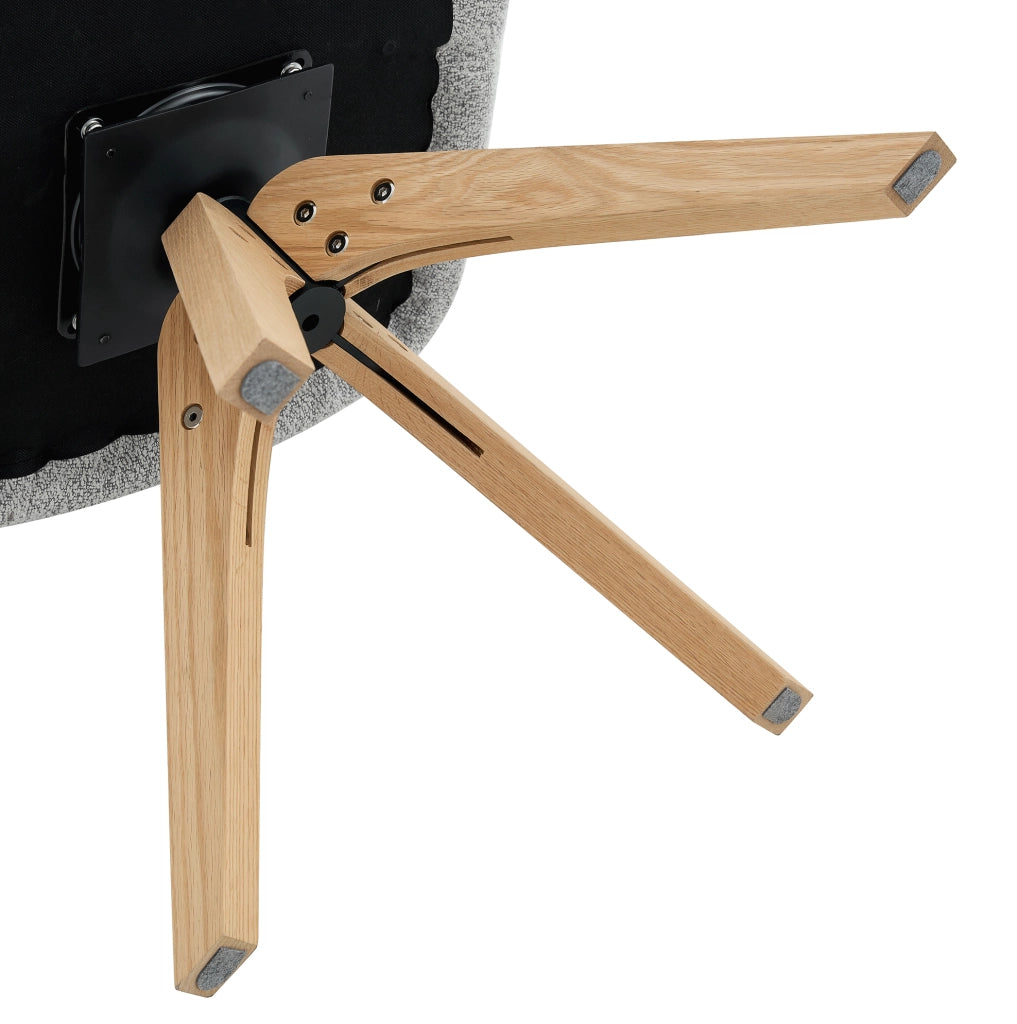 Set 2 sedie da pranzo girevoli 360° in tessuto grigio chiaro e legno massello HOMVRA