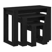 Tavoli da annidamento 3 pz | Tavolo laterale Rovere Nero Legno multistrato