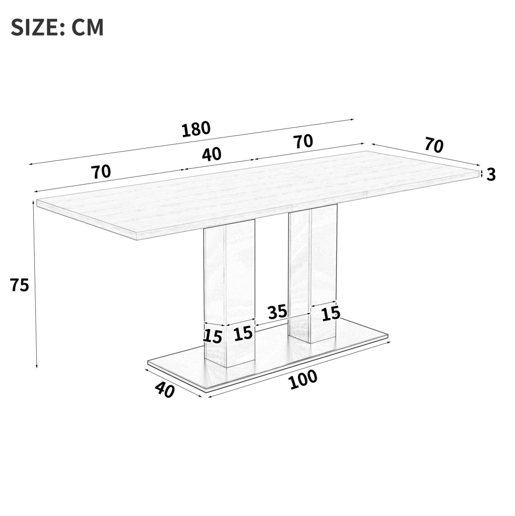Tavolo da pranzo allungabile 140/180x70 cm, MDF, per 6-8 persone, design semplice, colore legno naturale