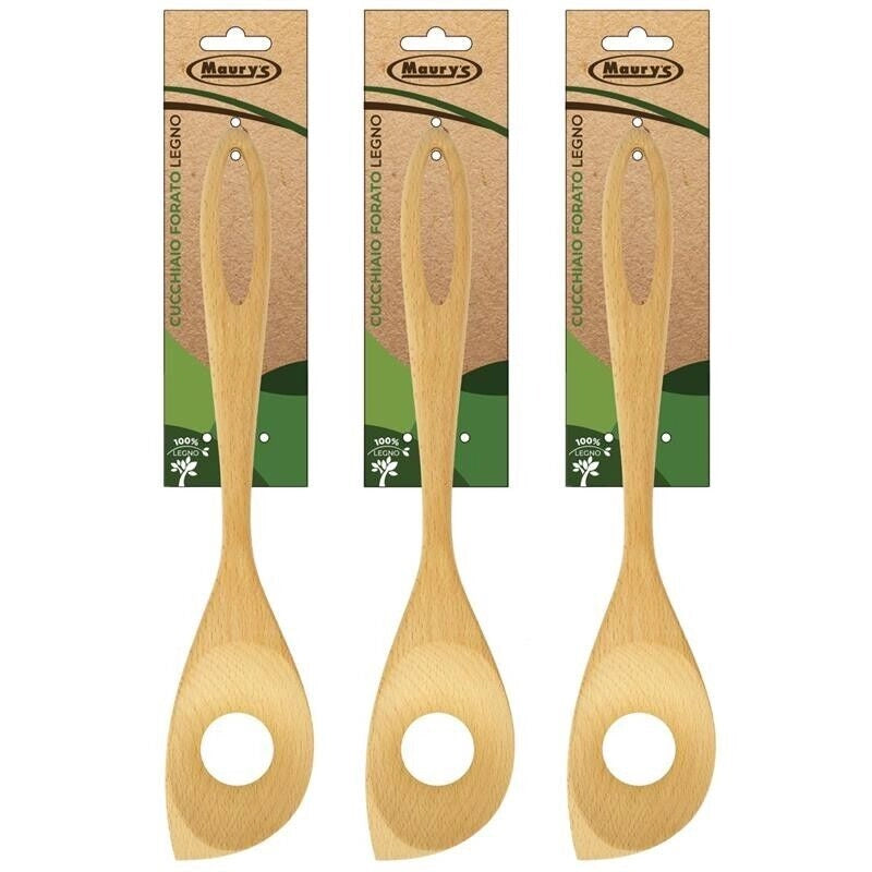 MAURY'S SET 3 CUCCHIAI FORATI IN LEGNO