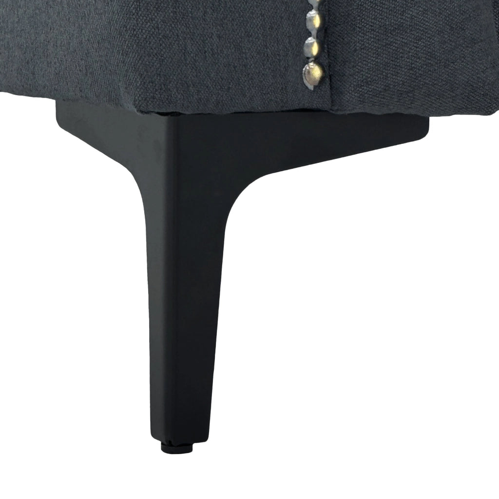 Divano 2 posti nordico in tessuto lino fine, struttura in legno massiccio e gambe in metallo nero 172×72×82 cm