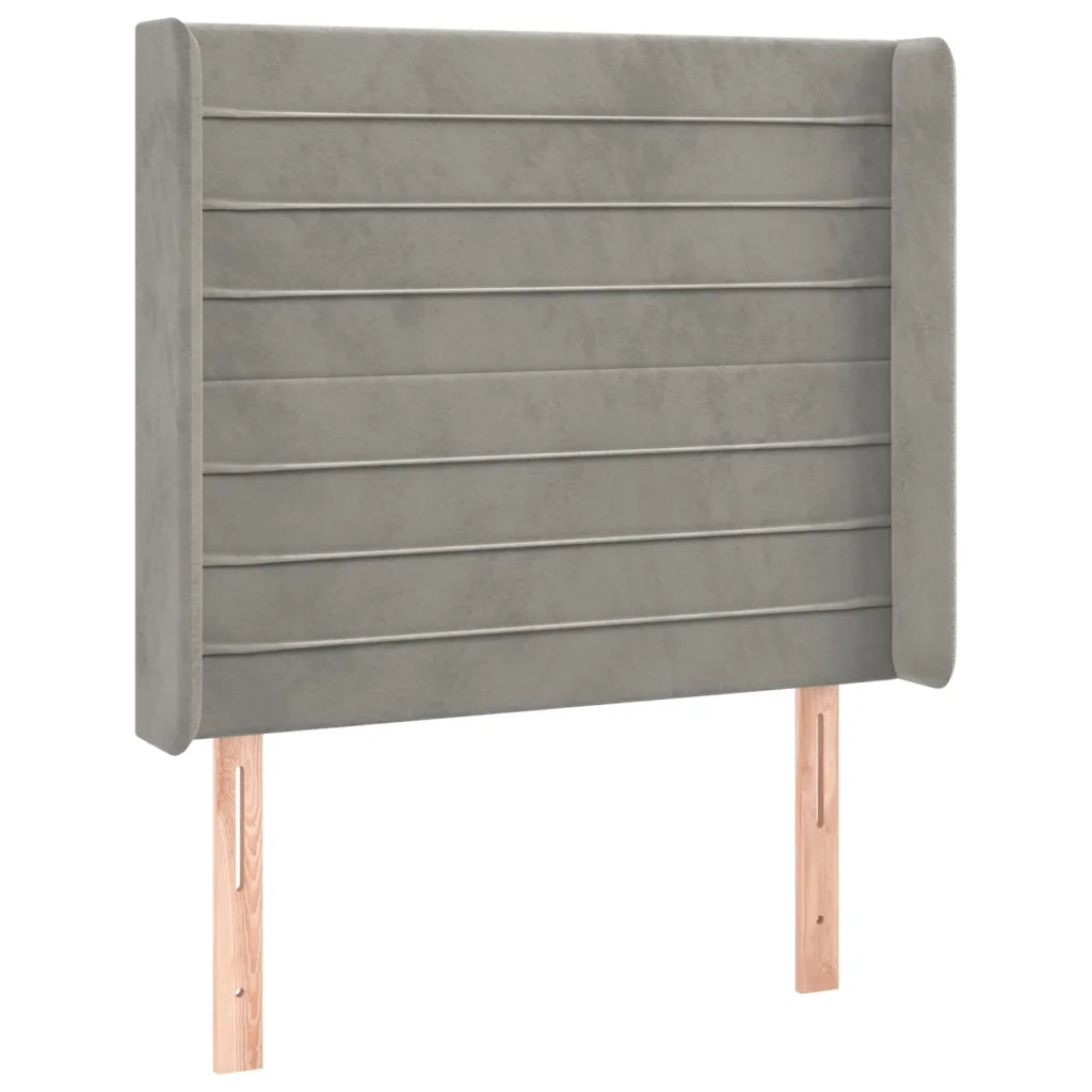 Testiera | Testata ad Orecchio Grigio Chiaro 83x16x118/128 cm in Velluto