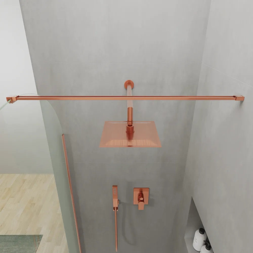 Doccia walk-in arco 80cm con profilo rame spazzolato vetro trasparente 8mm easy clean h200| Nusa