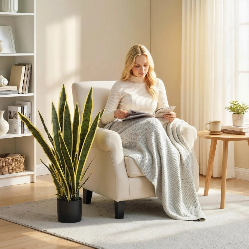 Pianta artificiale sansevieria in vaso verde con elementi flessibili 77 cm per soggiorno camera da letto e ufficio