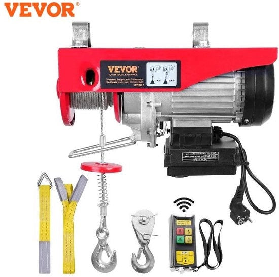 Elektrica Hijskraan - Hijskraan - Takel - Lier - 800kg - Comando a distanza senza fili - 12 metri di cavo - 2 Cinture di Takel - 220V - 1450W - Per officina