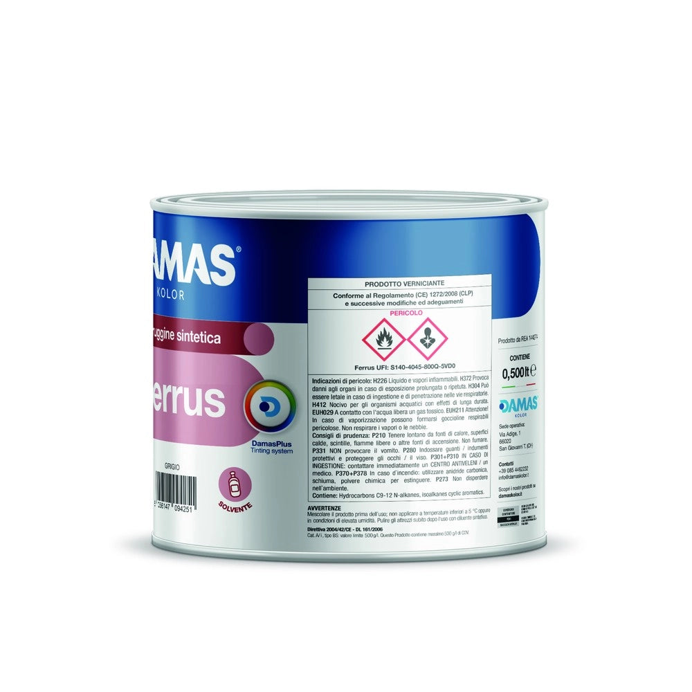 Damas ferrus antiruggine sintetica al fosfato di zinco ferro *** formato 0,500 lt, colore- bianco, confezione 1