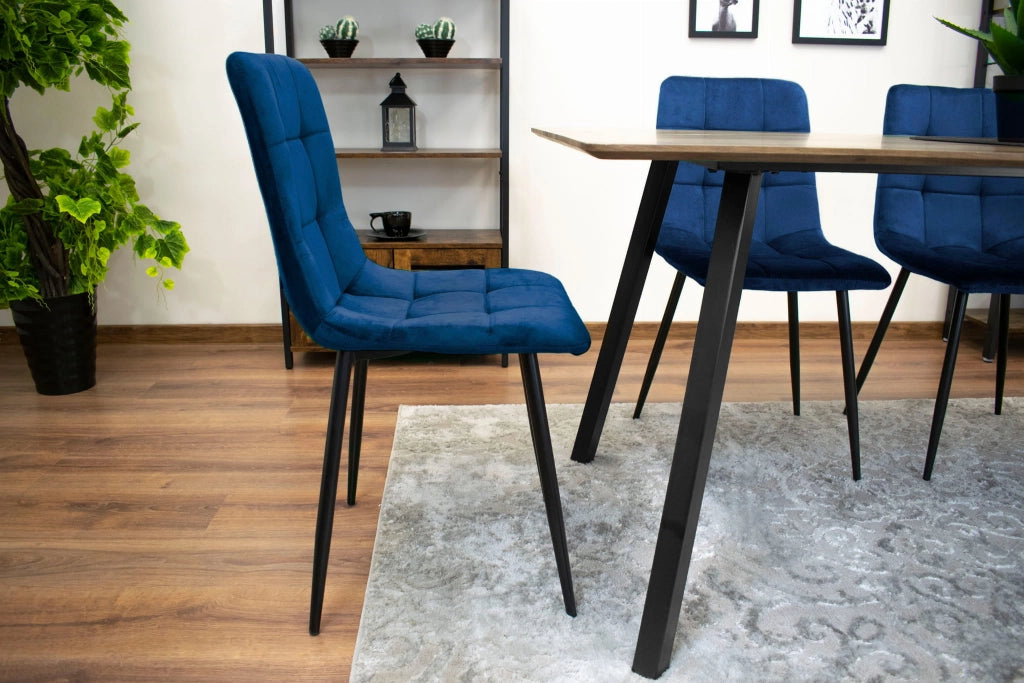 Sedia VALORA PYRA - Velluto blu navy moderno x 4