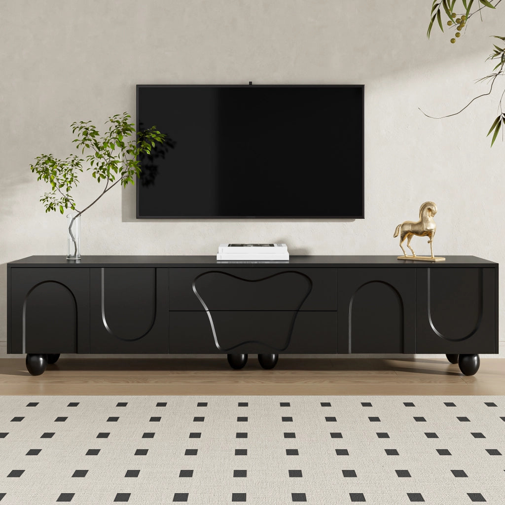 Mobile TV ¨C MINIMAL ¨C Nero, Legno, 180 cm, Soggiorno