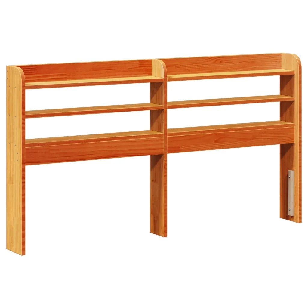 Testiera con Ripiani-Testata contenitore Marrone Cera 150 cm Legno Massello di Pino 816430