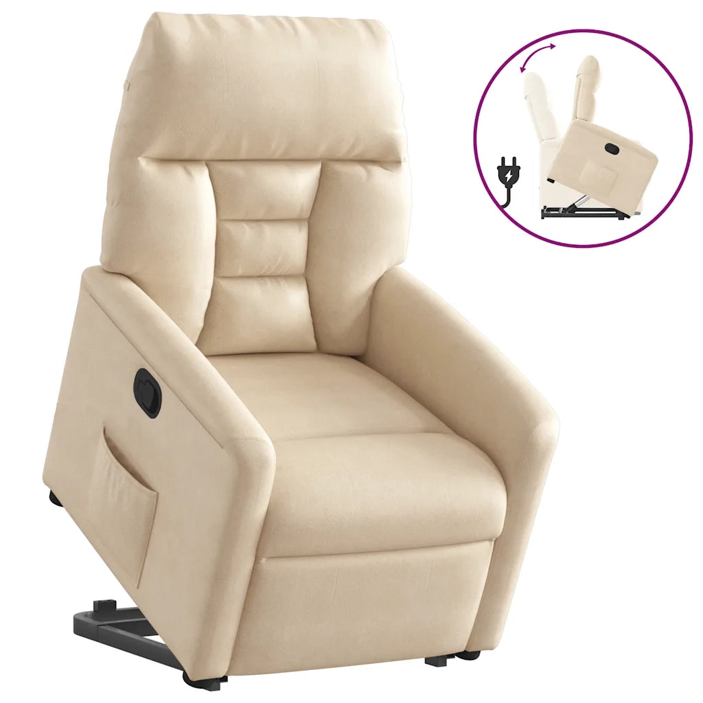 Divano Sedia-Poltrona Alzapersona Reclinabile Crema in Tessuto Microfibra 397508